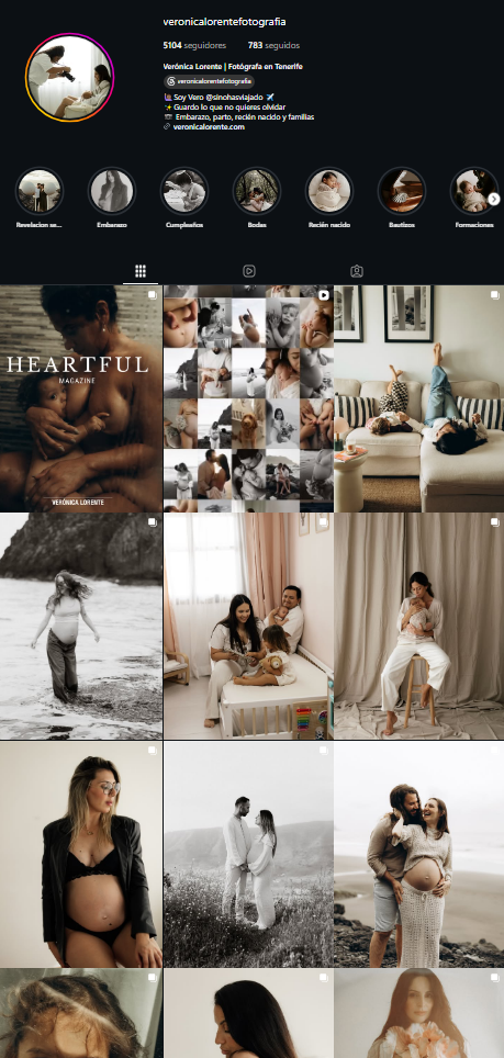 Perfil de Instagram de Verónica Lorente Fotografía